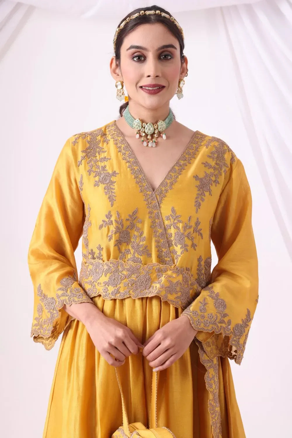 Mustard Dhoti with Paplum Shirt
