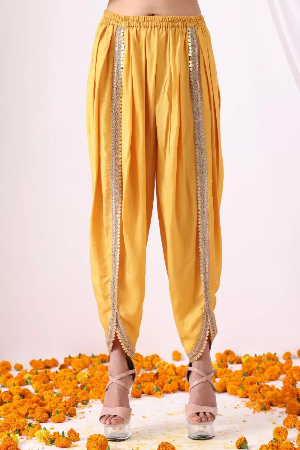 Mustard Dhoti with Paplum Shirt