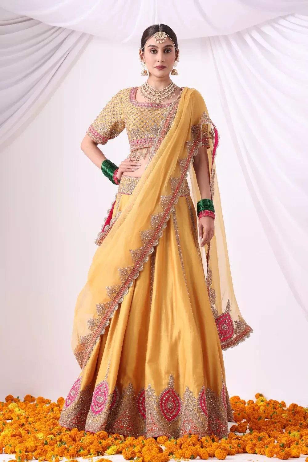 Mustard Lehenga Set