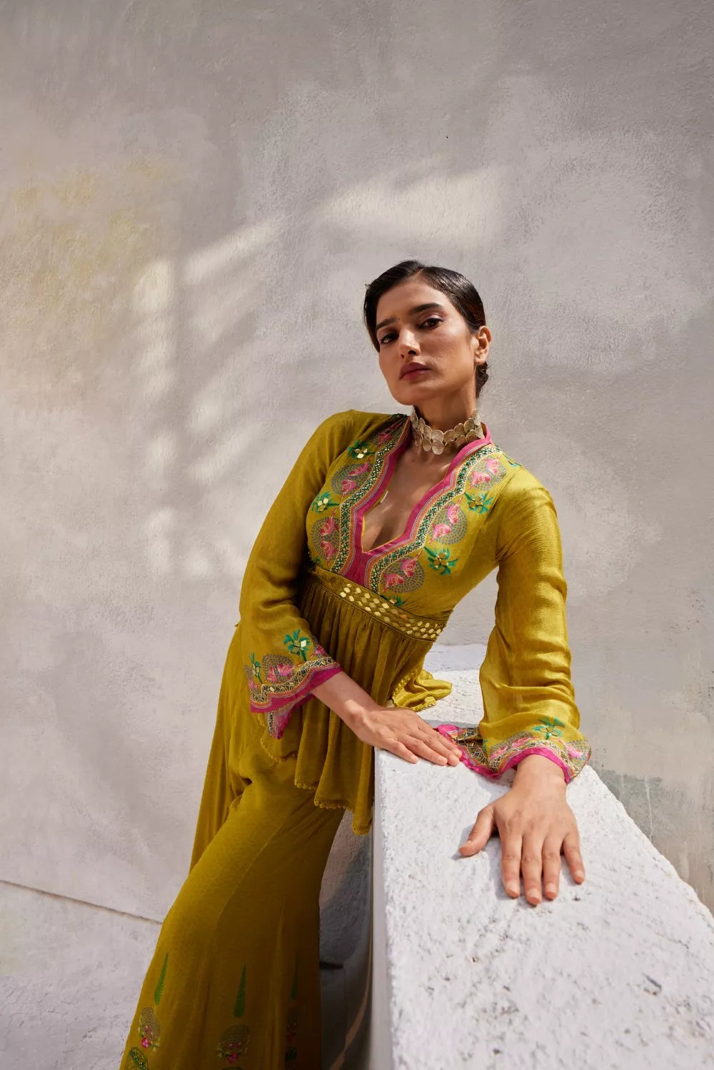Ochre yellow Pant Set