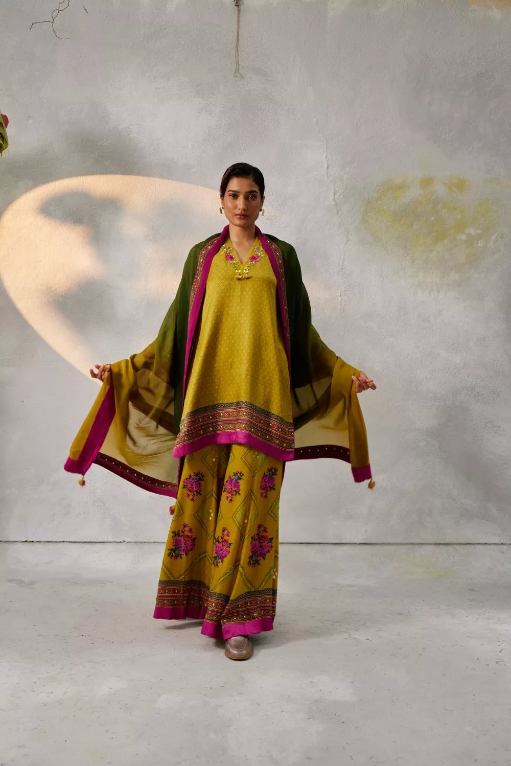 Ochre yellow sharara set