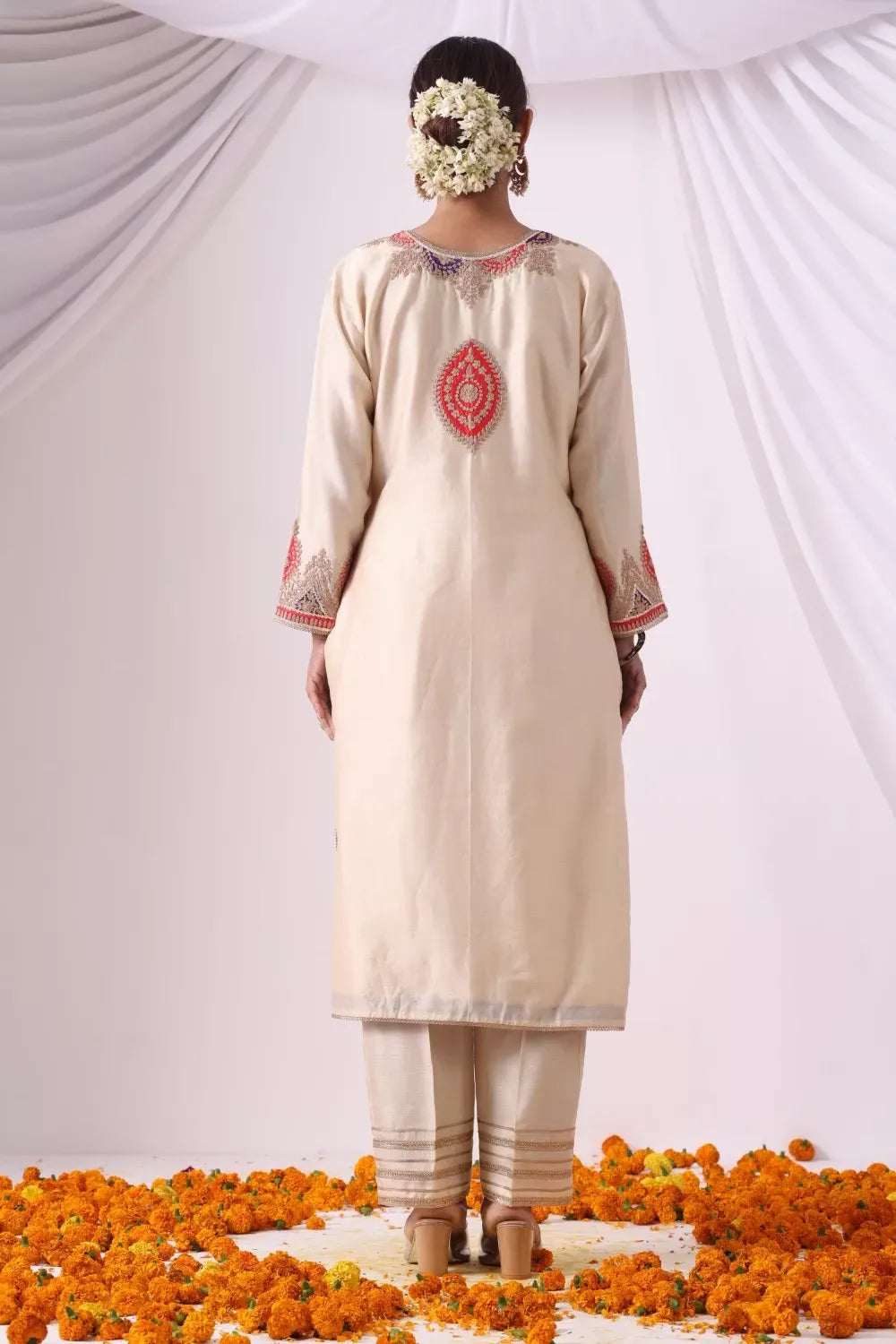 Off White Long Kurta with Palazo