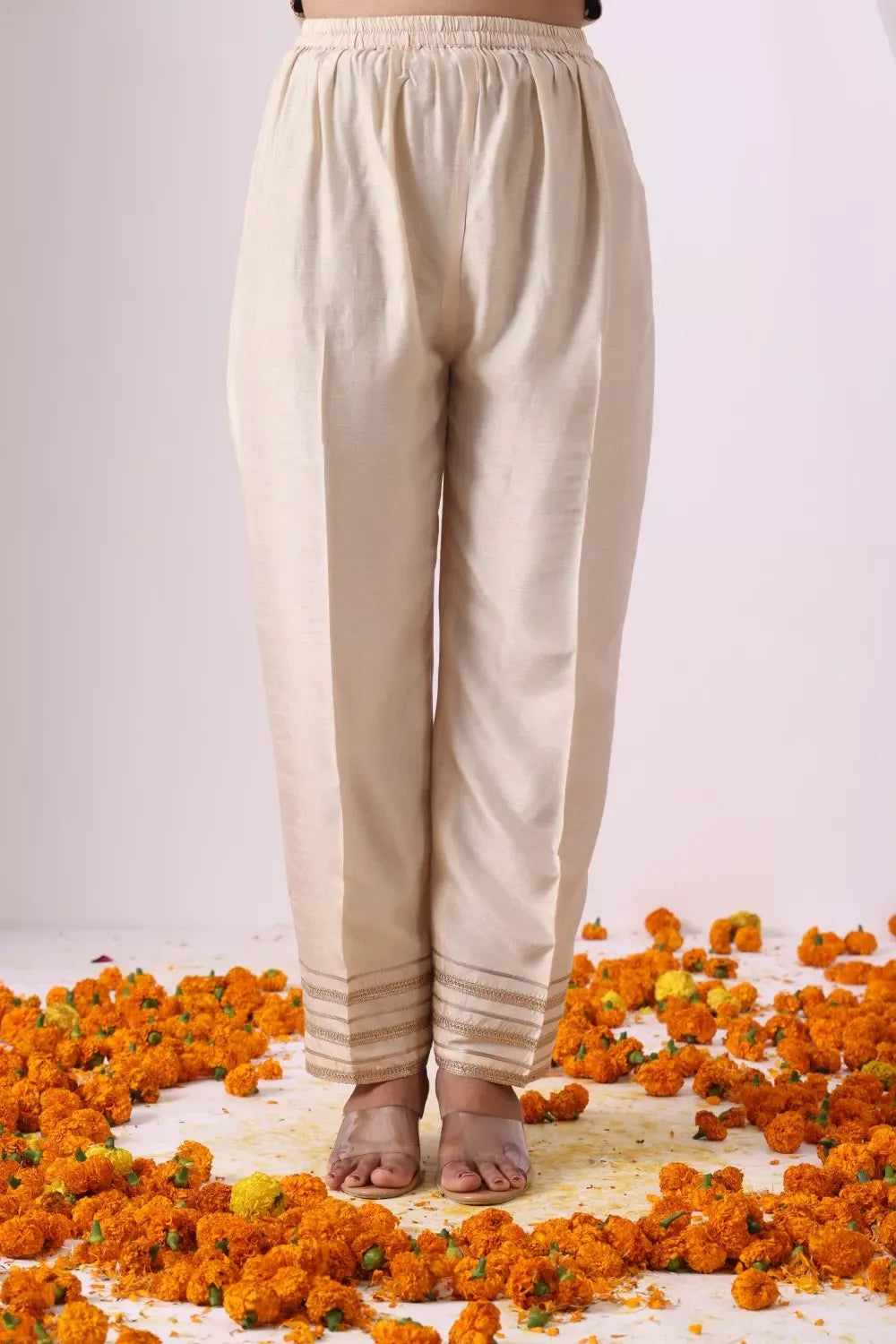 Off White Long Kurta with Palazo