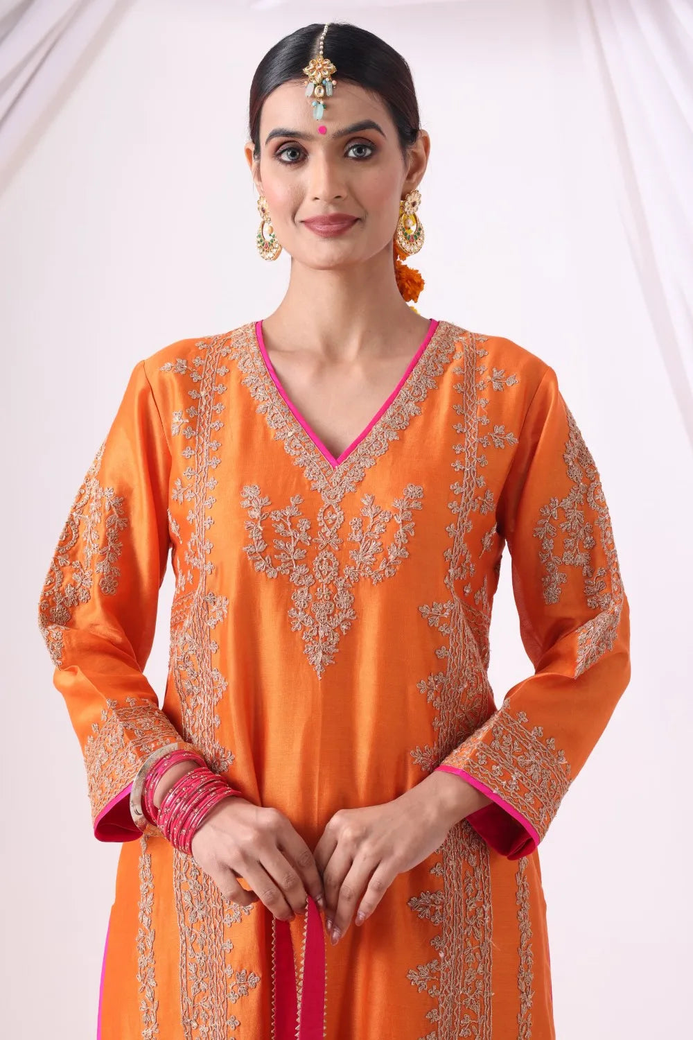 Orange Long Kurta With Palazo
