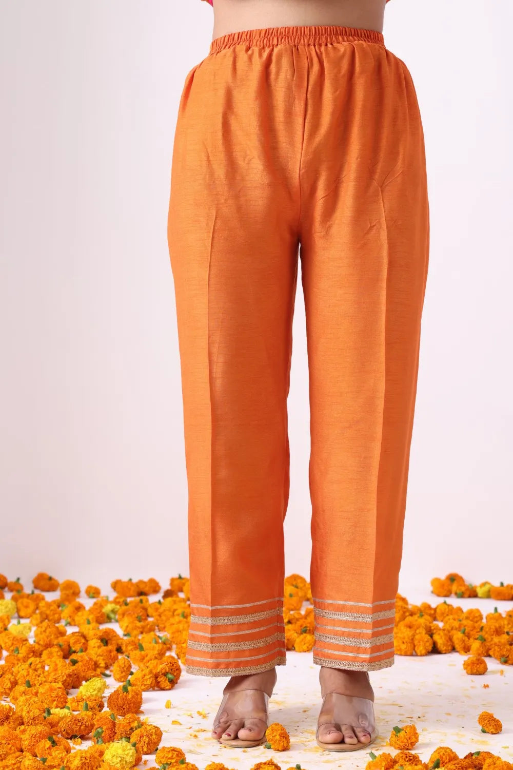 Orange Long Kurta With Palazo