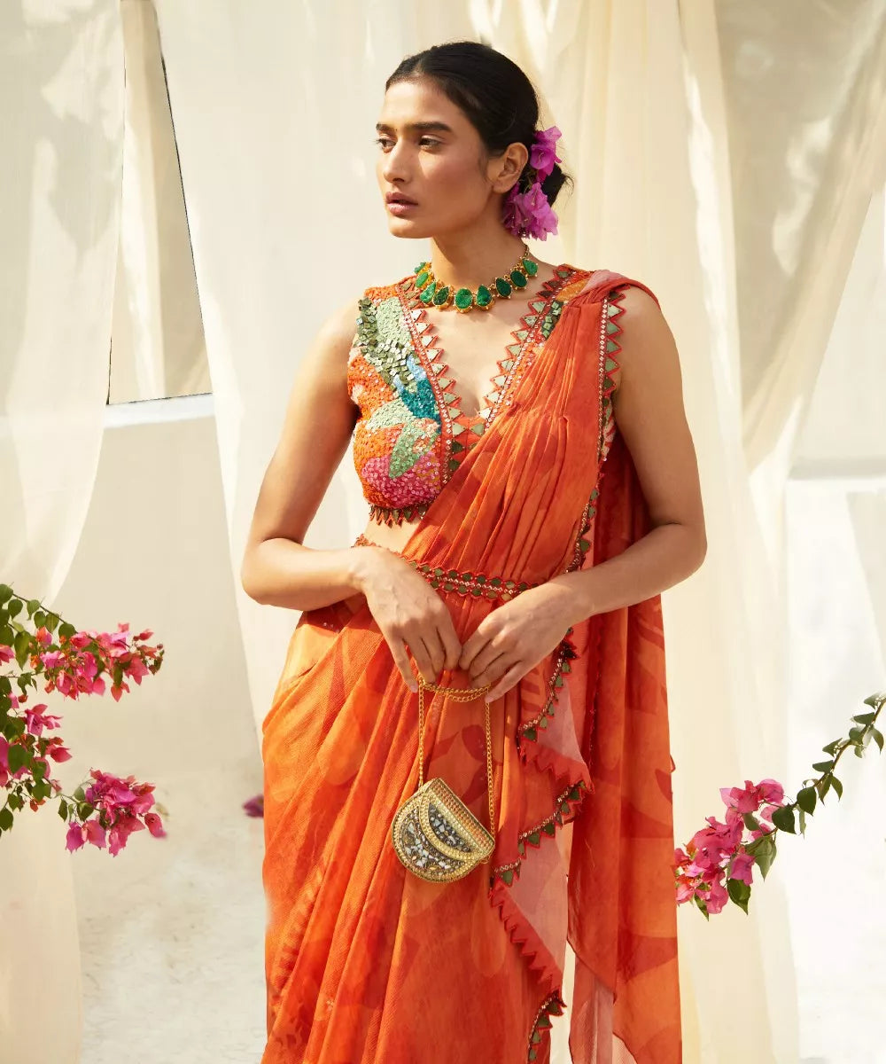 Rust Saree