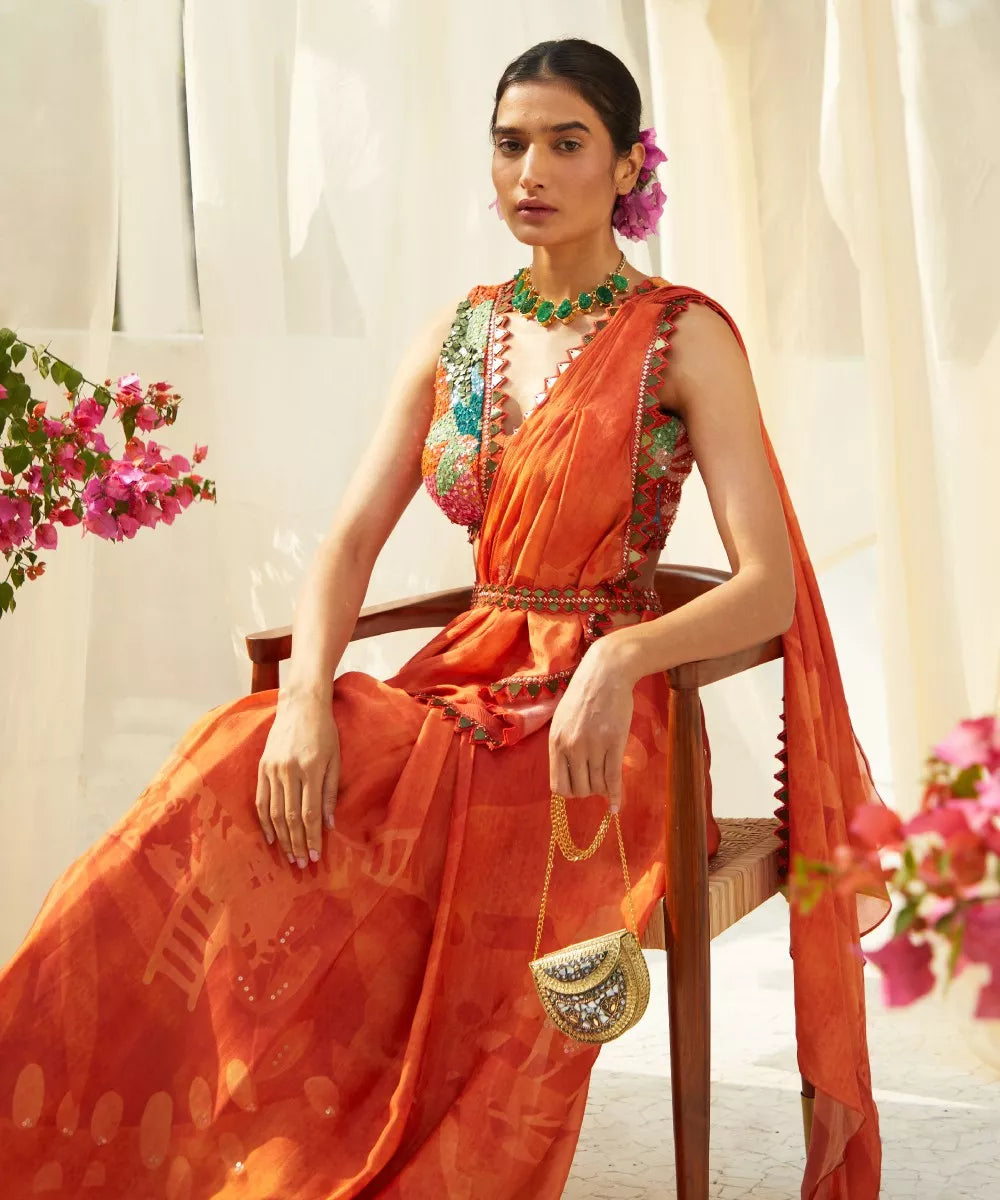 Rust Saree