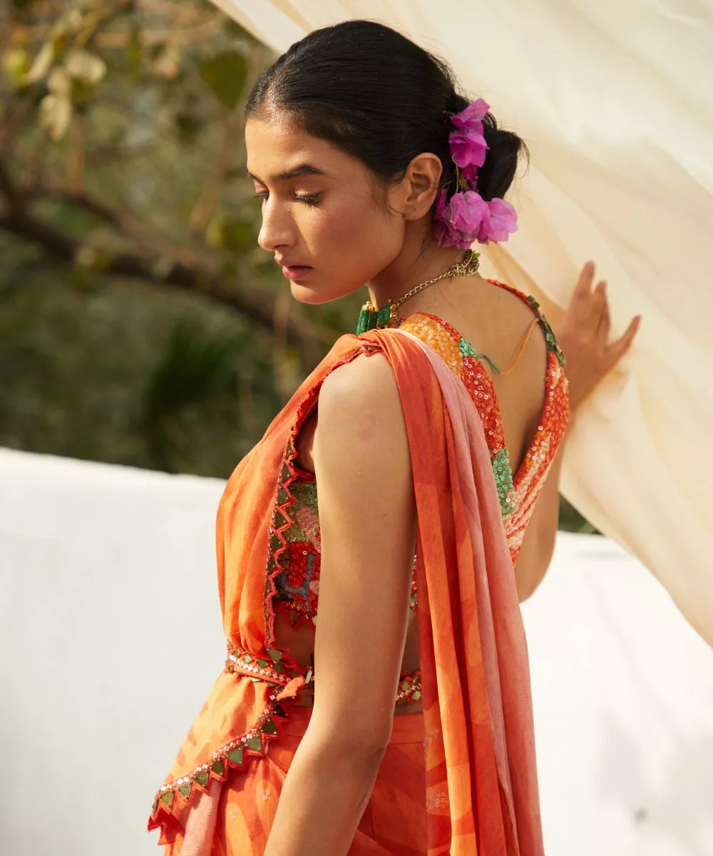 Rust Saree