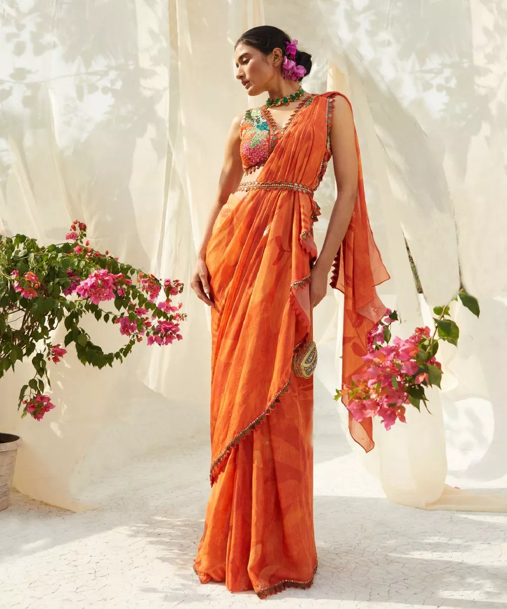 Rust Saree