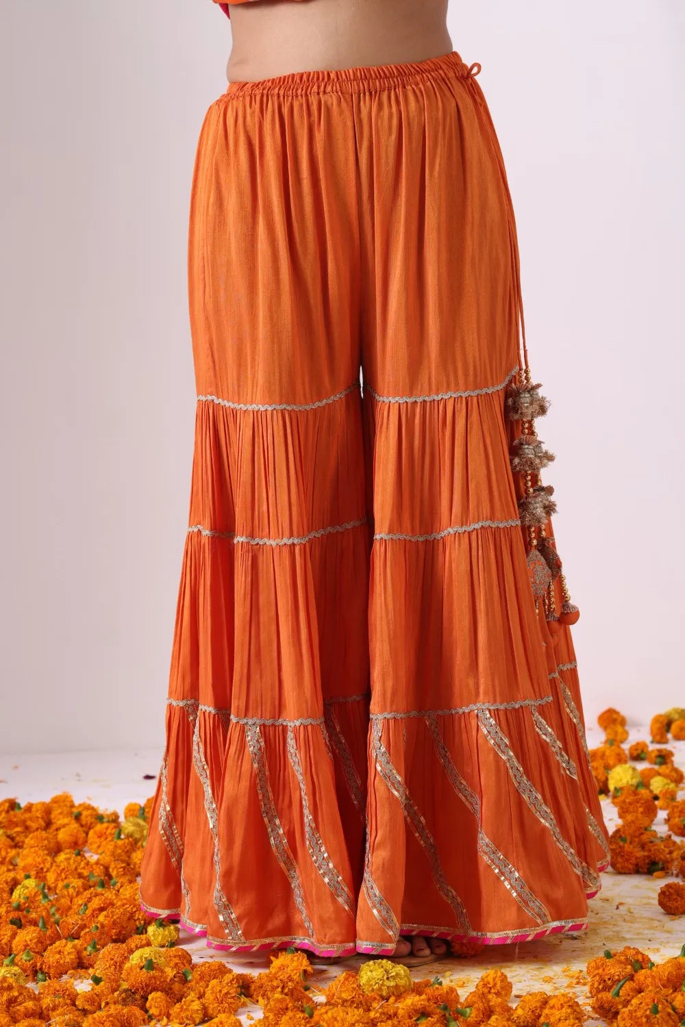 Orange Short Kurti With Gharara Set