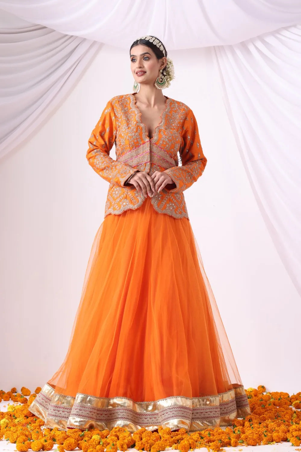 Orange Skirt Set