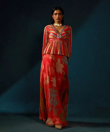 Peach Stripe Pant Set