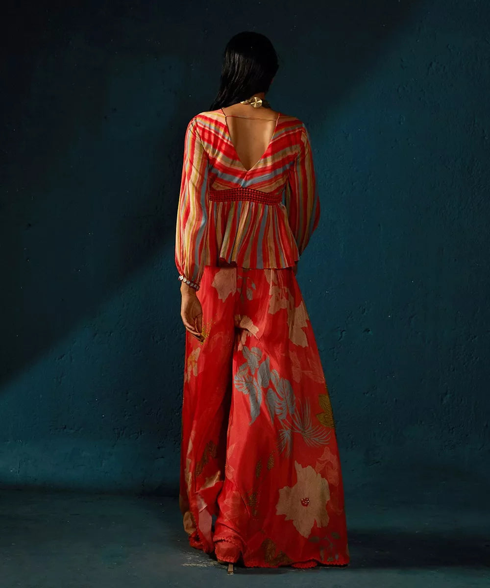 Peach Stripe Pant Set