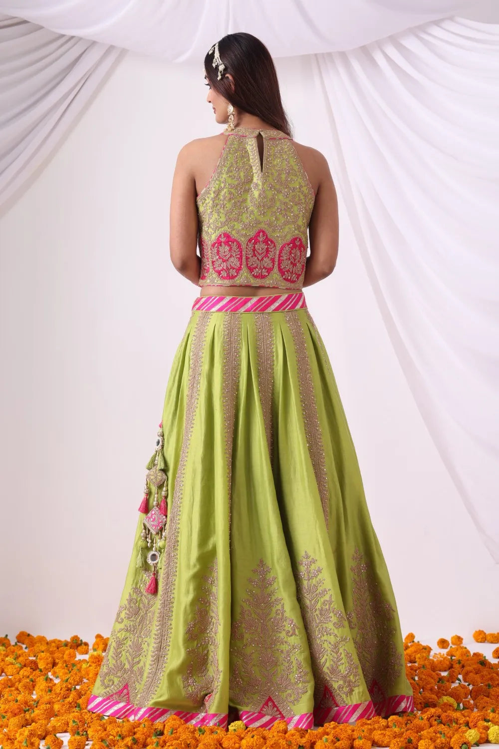 Parrot Green Lehenga Set
