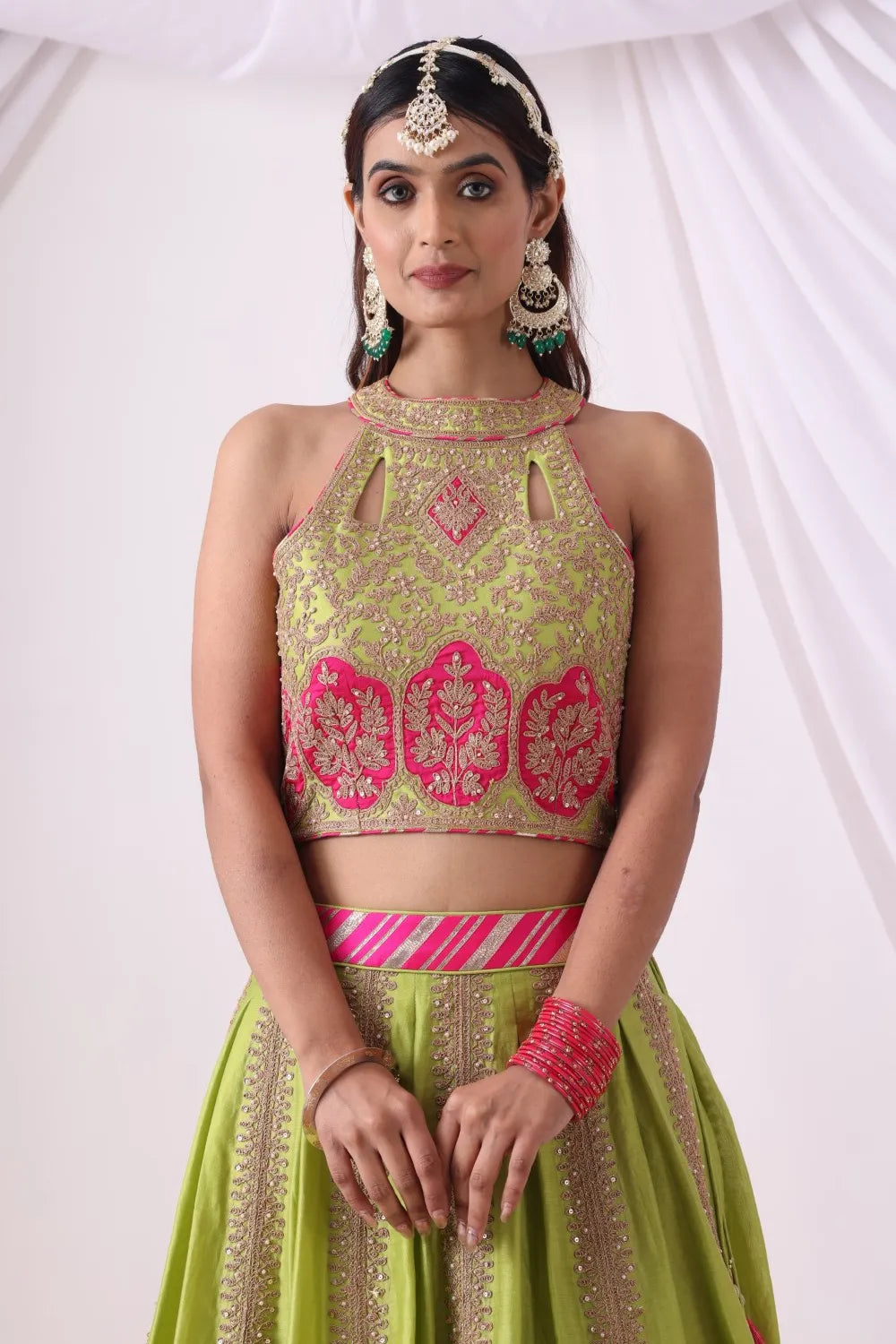 Parrot Green Lehenga Set