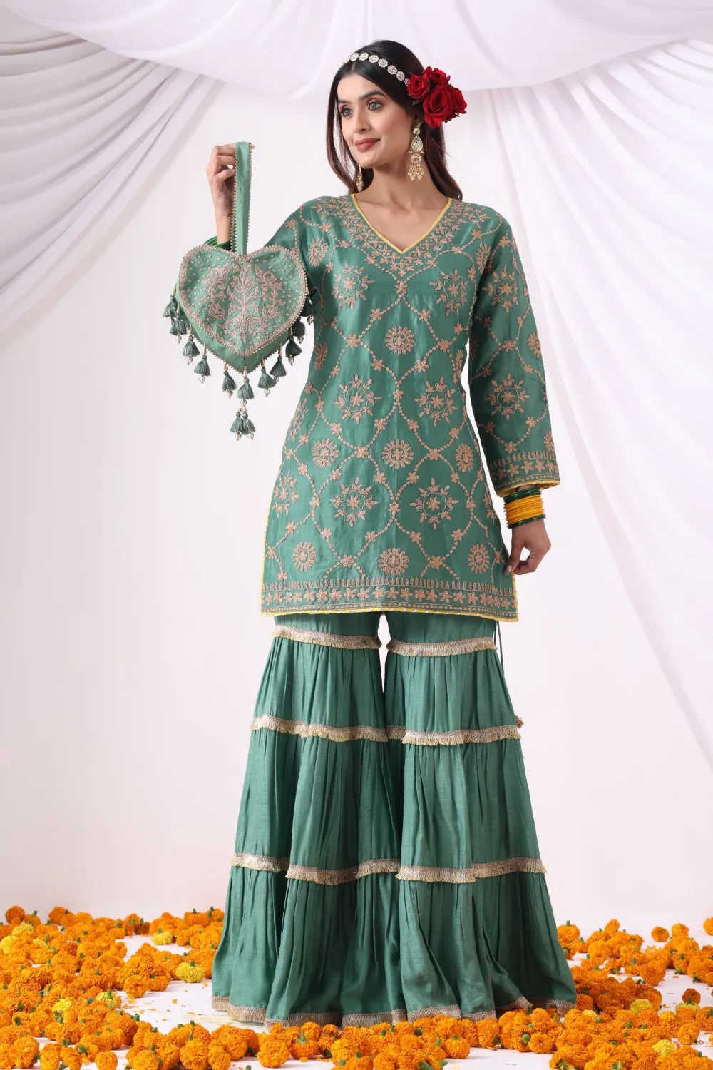 Pastel Green Gharara Set