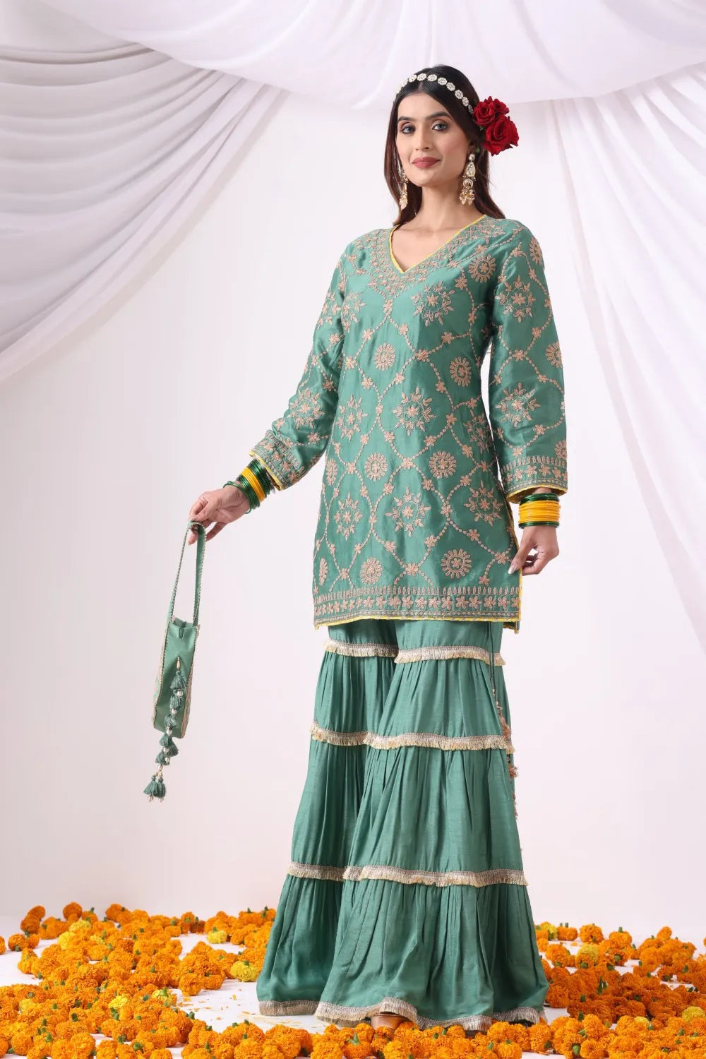Pastel Green Gharara Set