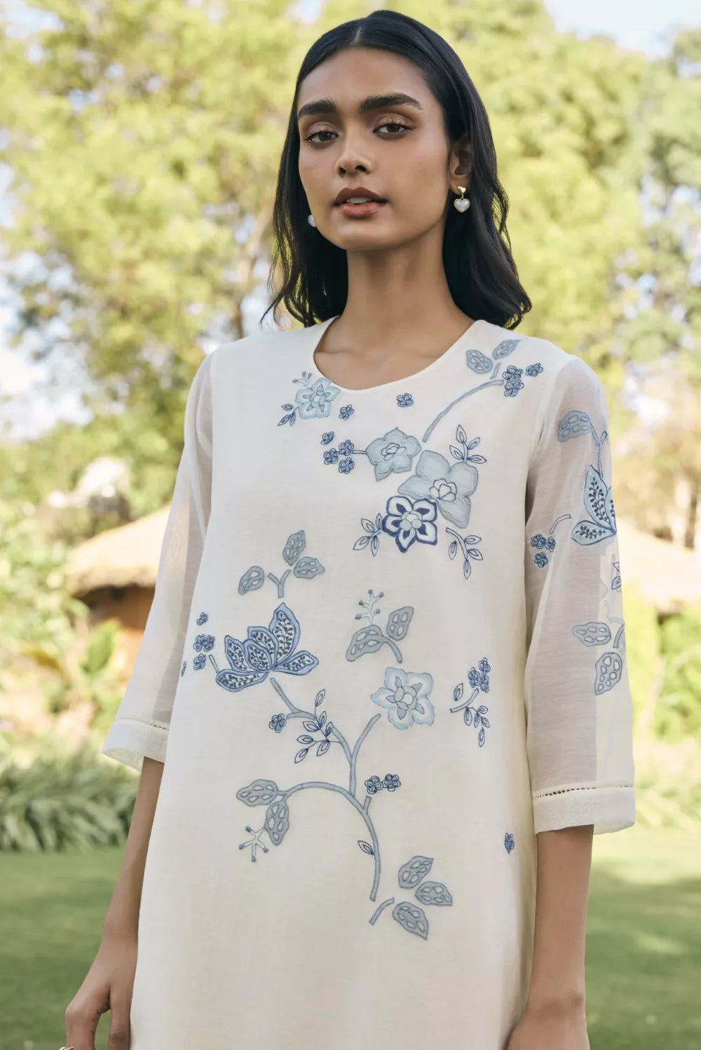 Pearl applique embroidered co-ord set