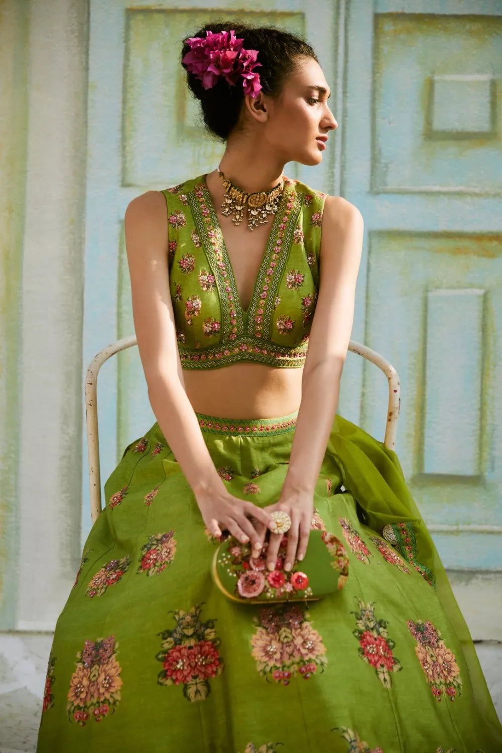 Green lehenga Set
