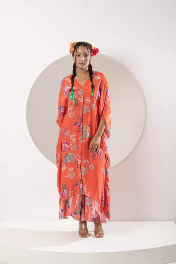Saavni orange kaftan set