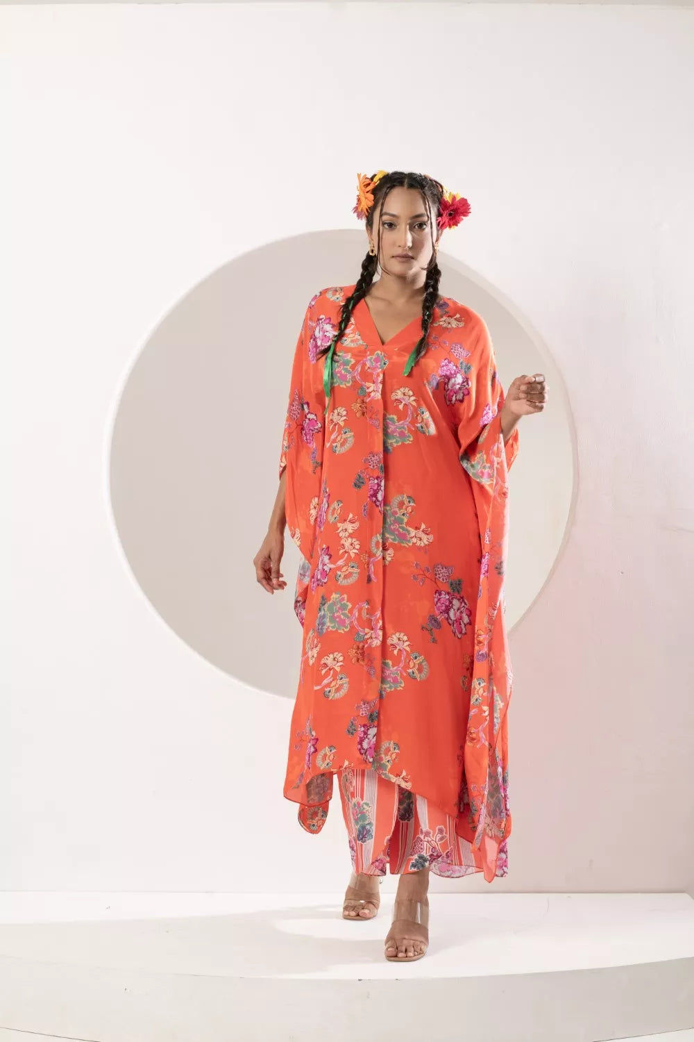 Saavni orange kaftan set