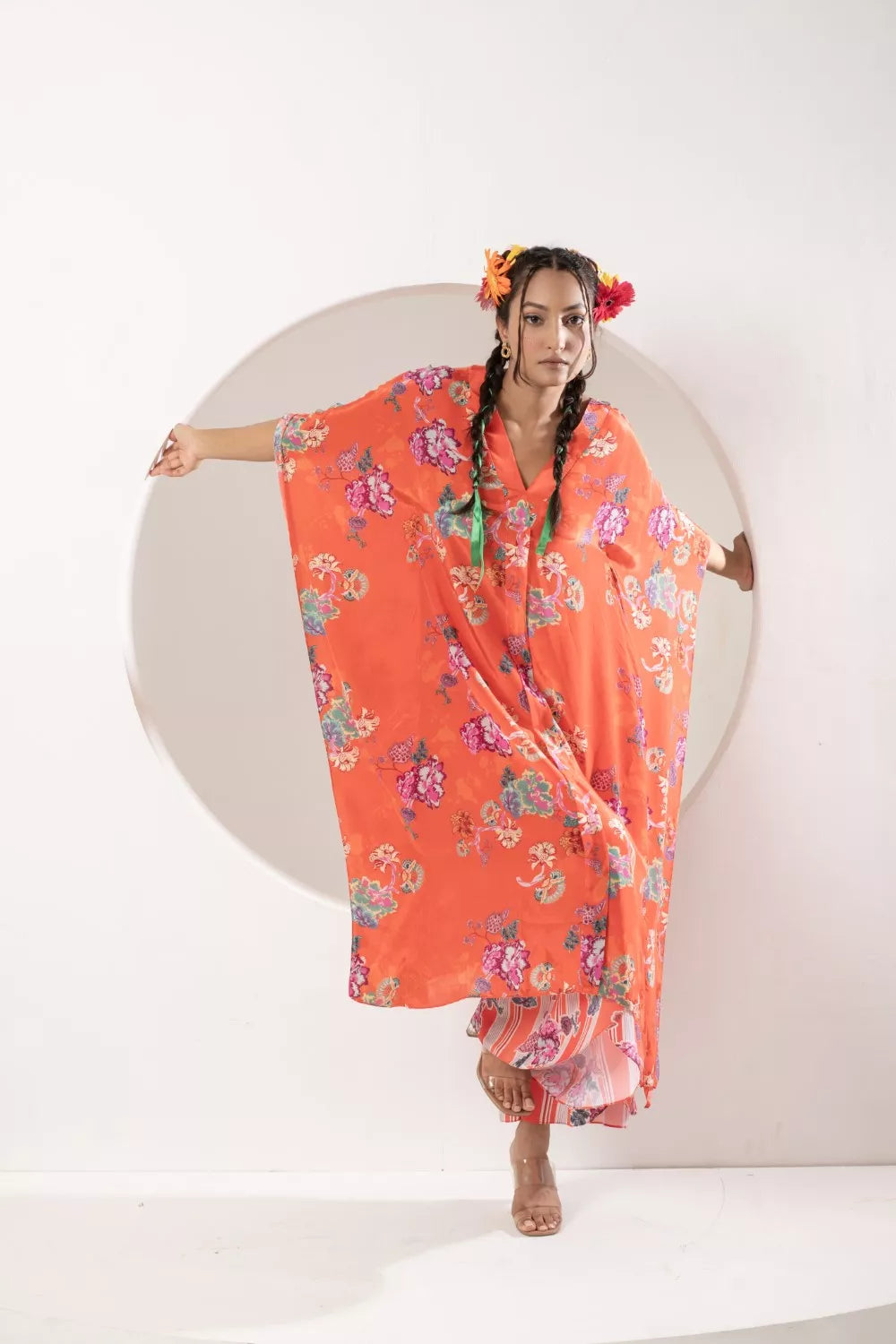 Saavni orange kaftan set