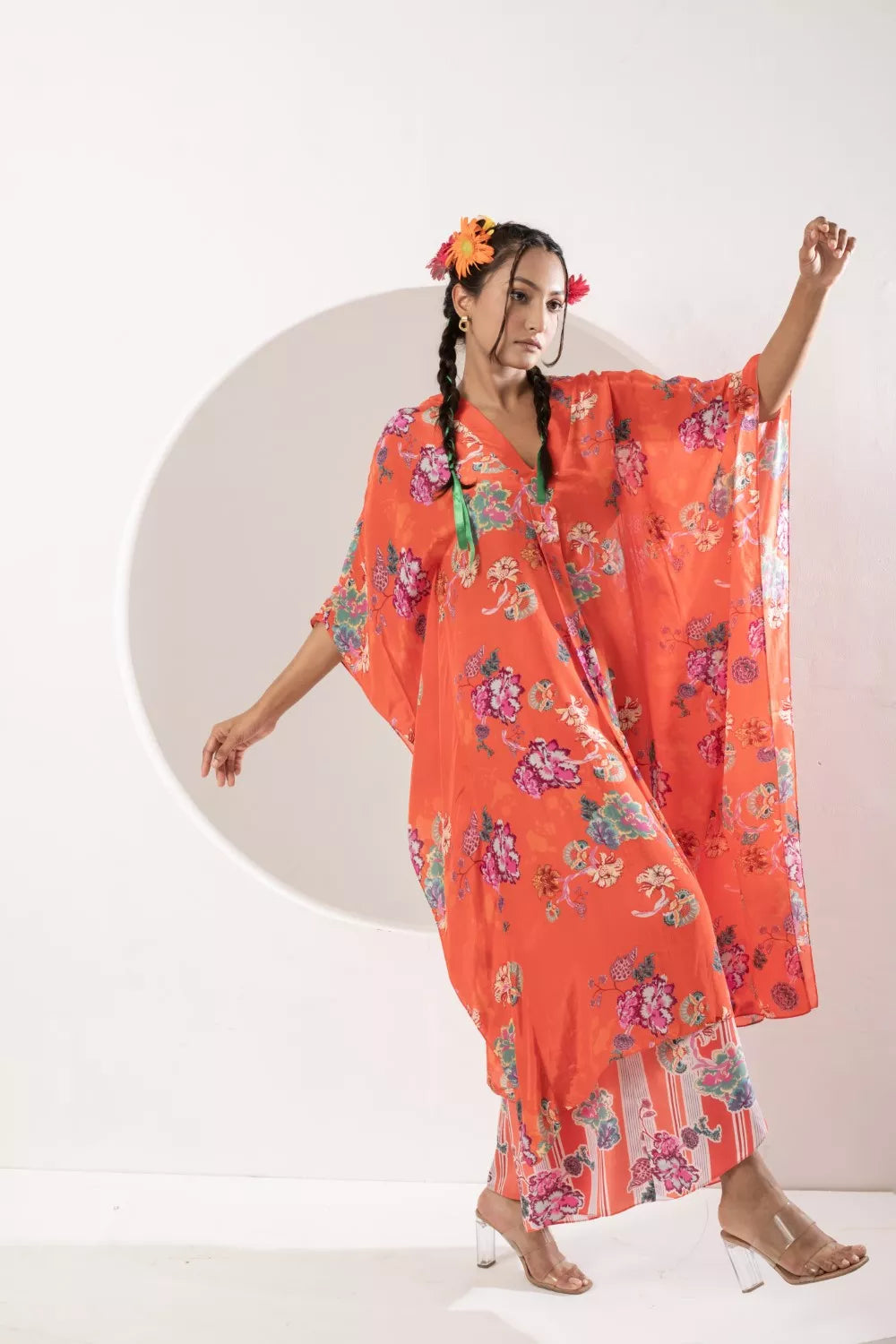 Saavni orange kaftan set