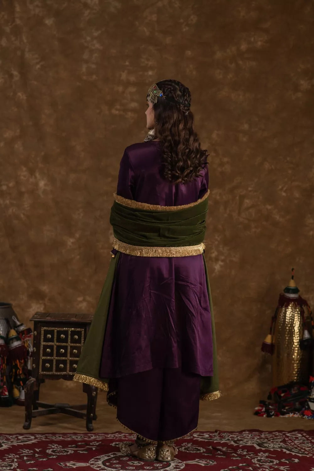Shaira Purple and Olive Green 3 pc set