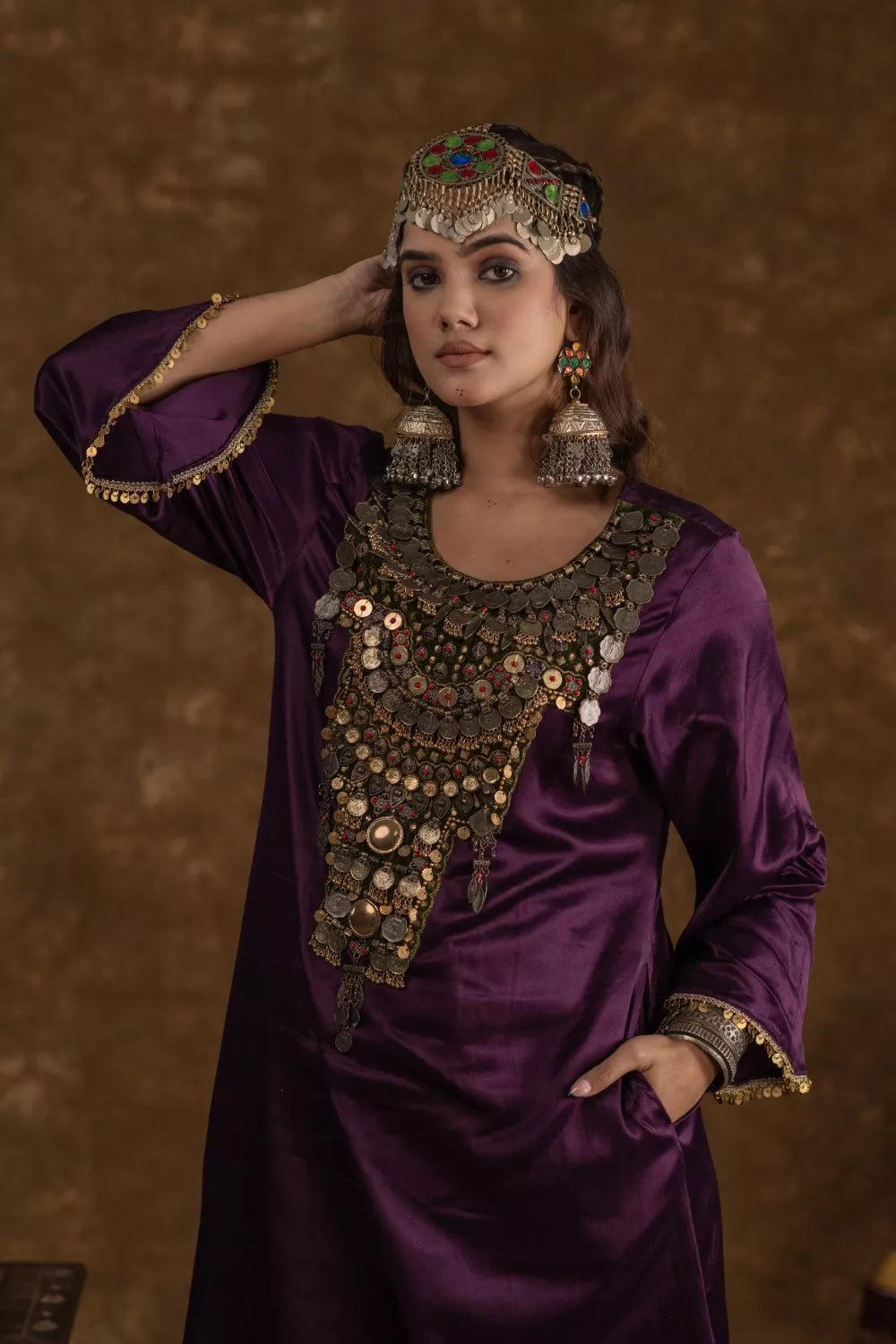 Shaira Purple and Olive Green 3 pc set