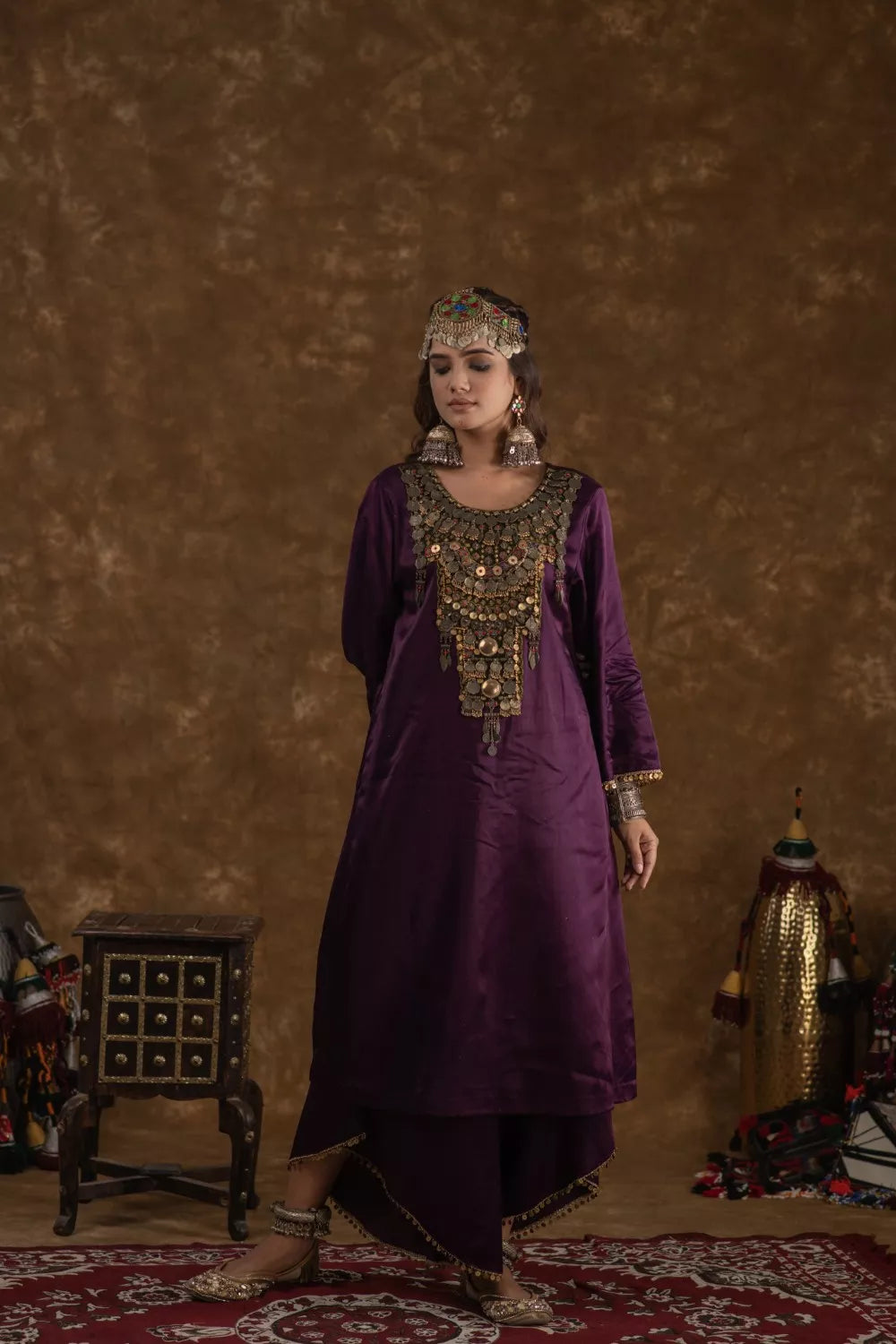 Shaira Purple and Olive Green 3 pc set