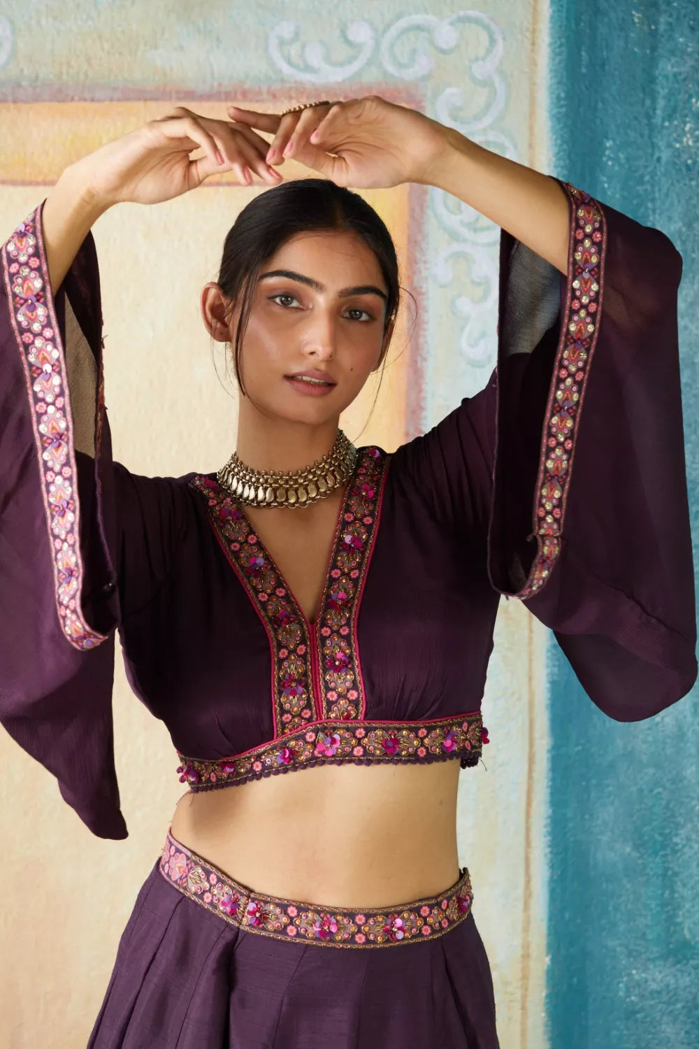 Wine lehenga Set