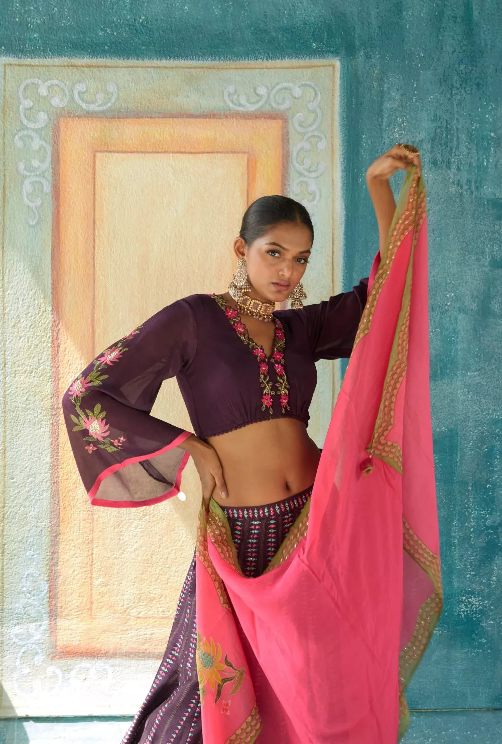 Wine lehenga Set