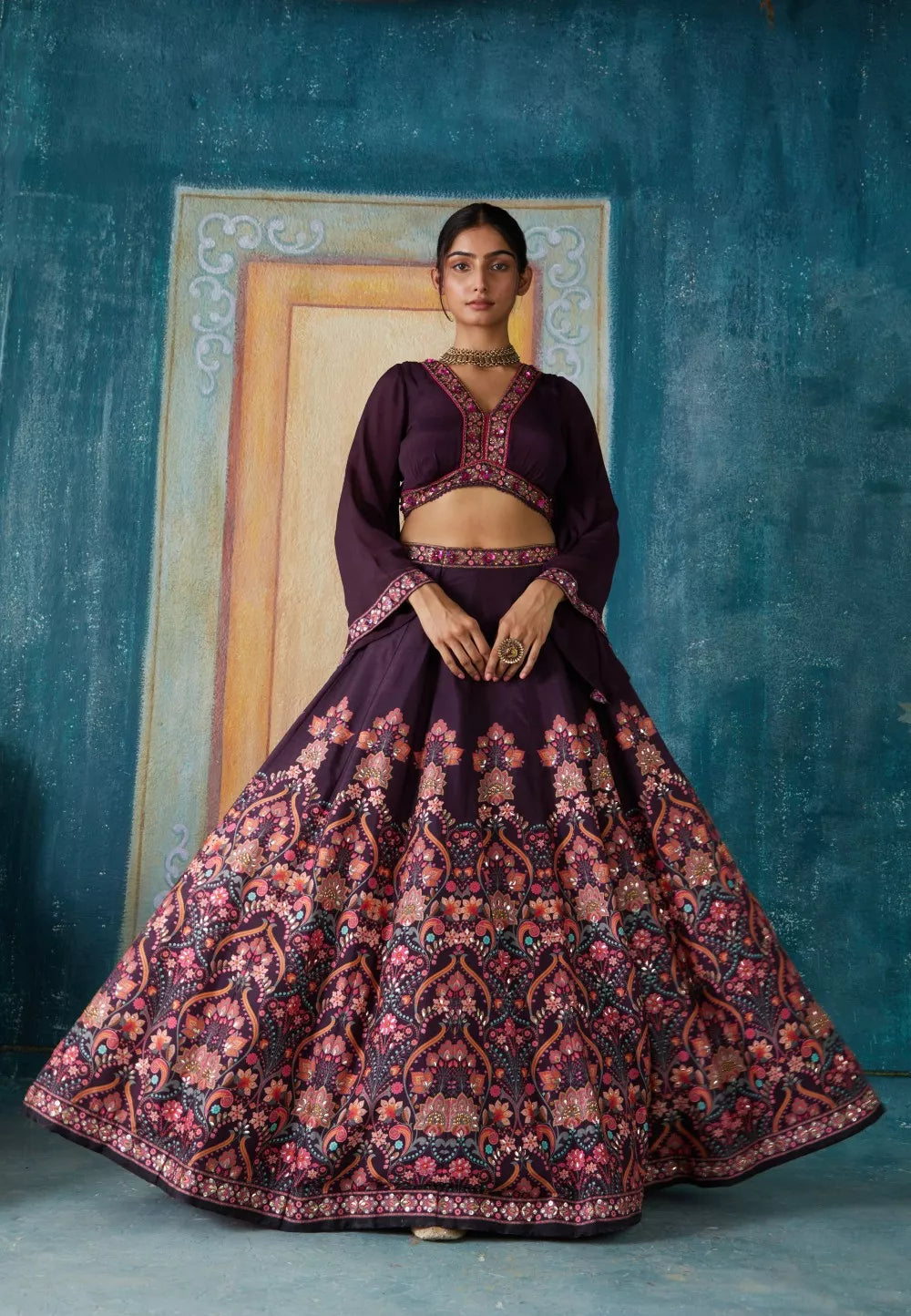 Wine lehenga Set