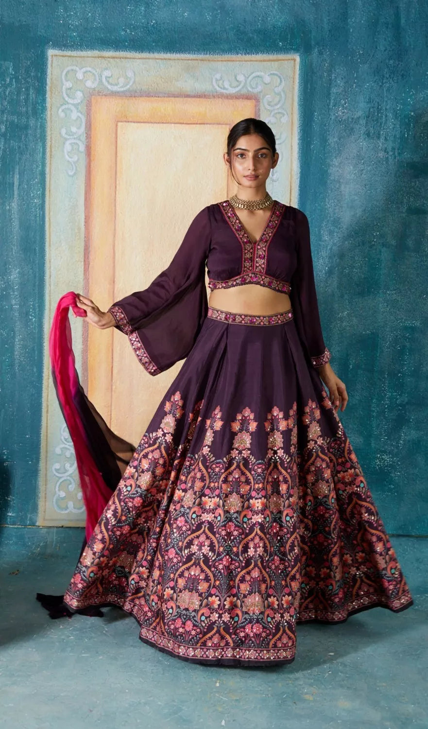 Wine lehenga Set
