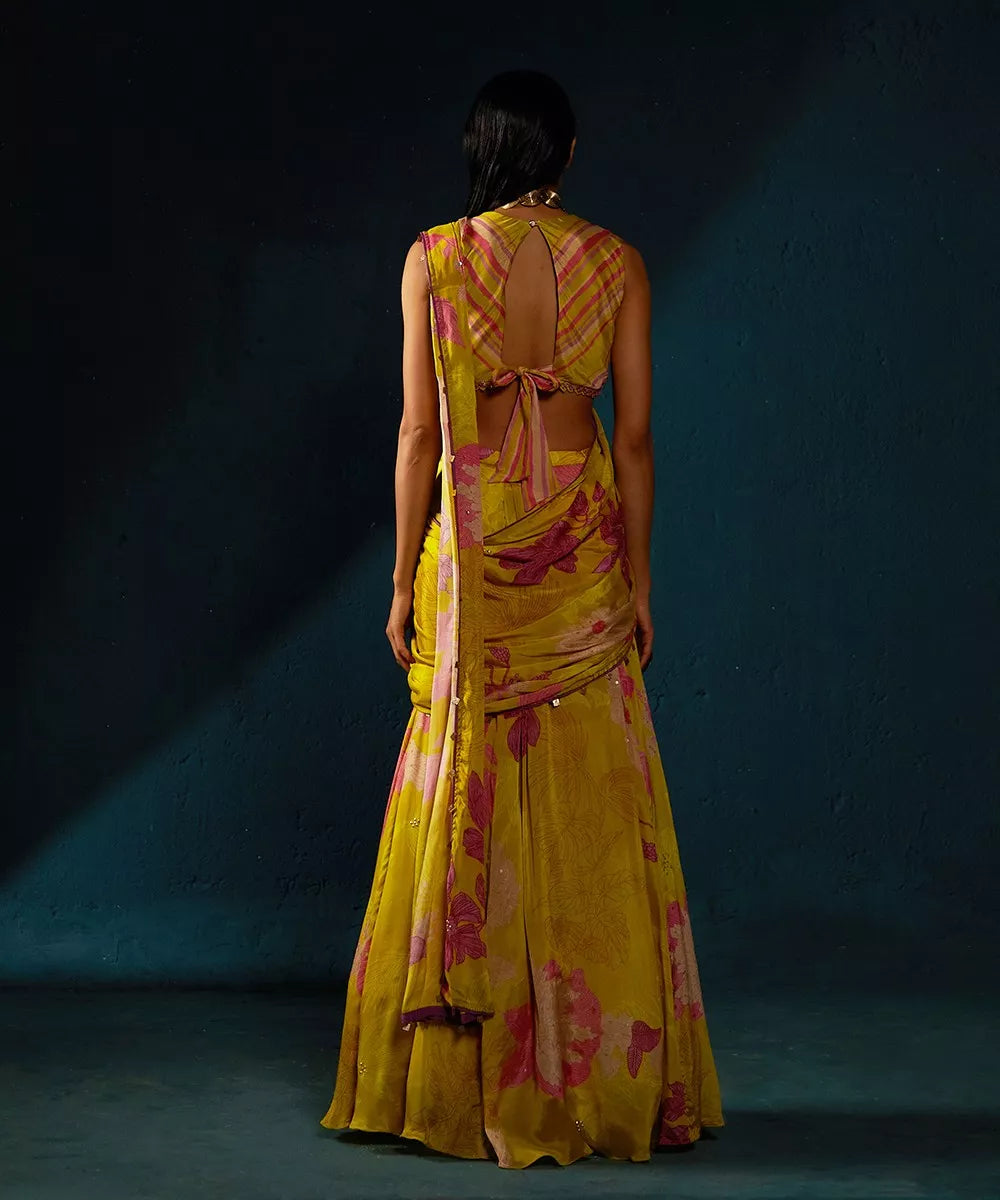 Yellow Predrape Saree
