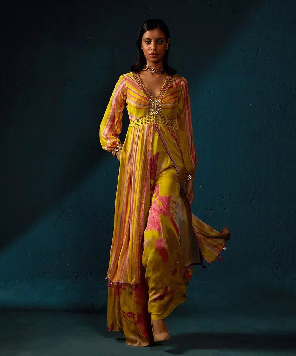 Yellow Stripe Pant Set