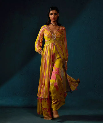 Yellow Stripe Pant Set