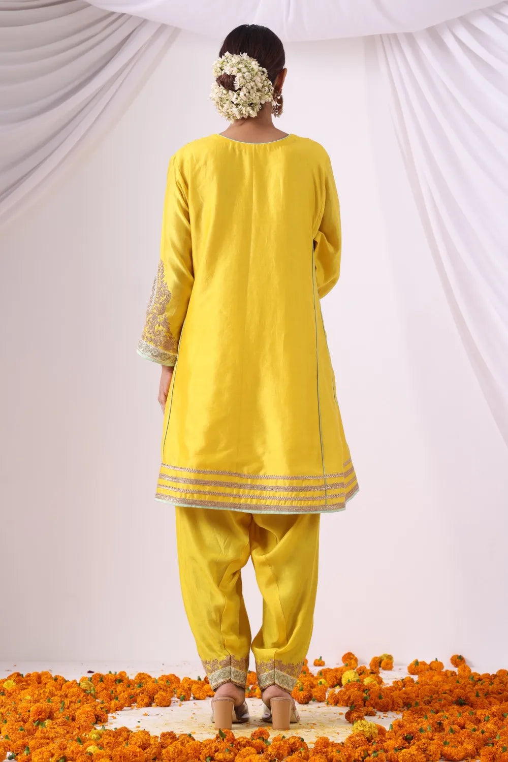 Yellow Kalidar Choga with Salwar Set