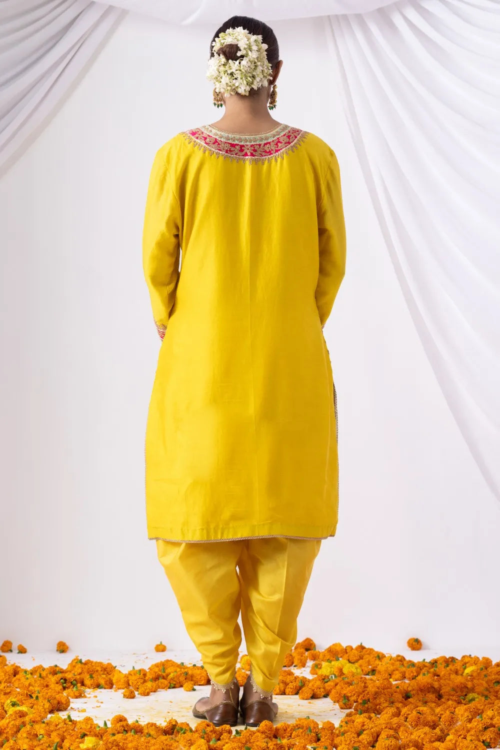 Yellow Kurta with Dhoti Set