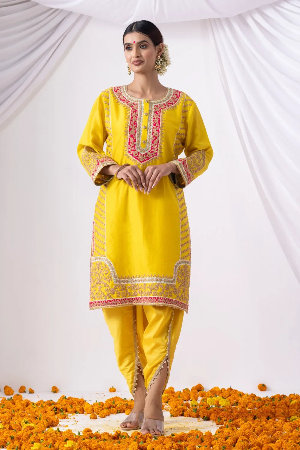 Yellow Kurta with Dhoti Set