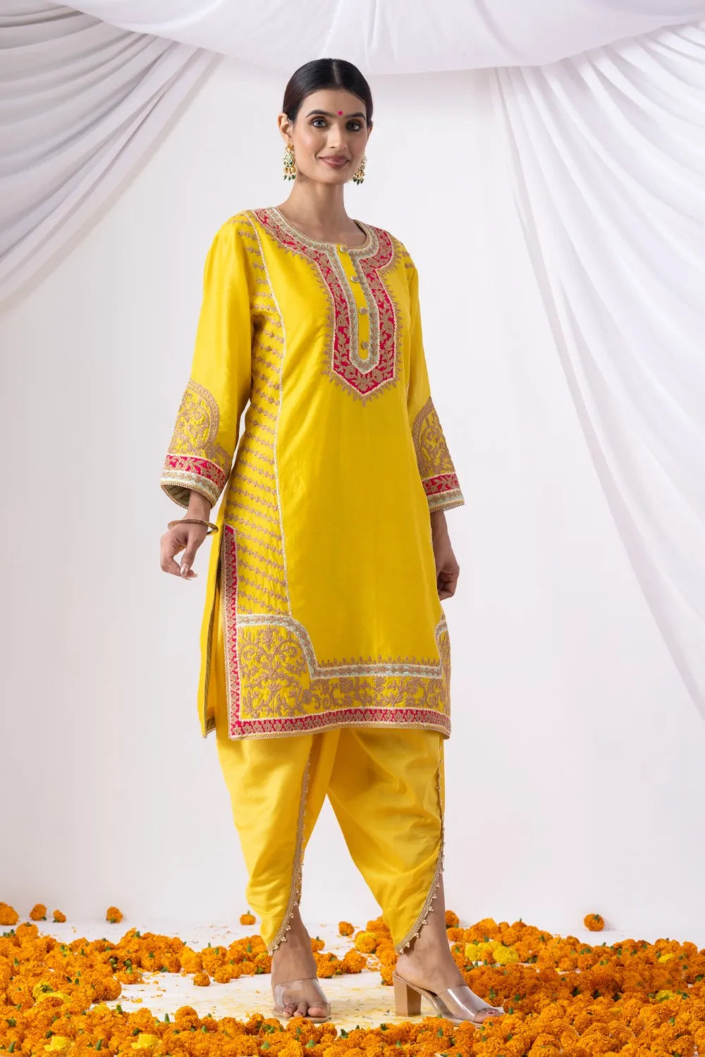 Yellow Kurta with Dhoti Set
