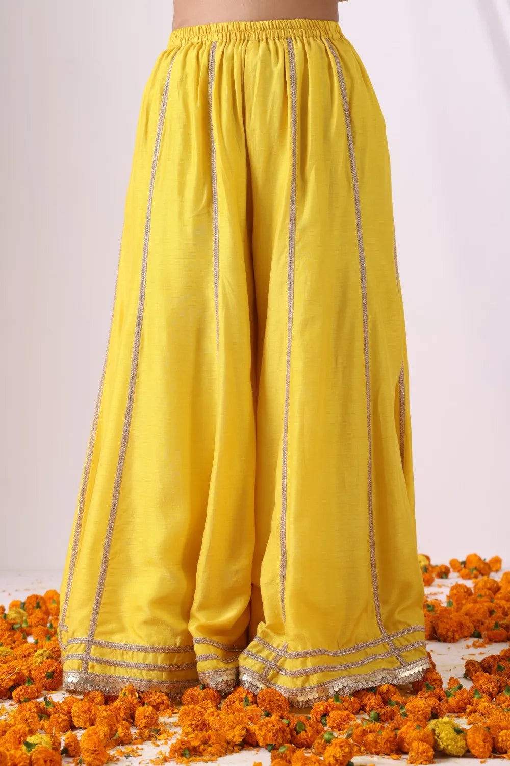 Yellow Short Kurti with Sharara Set