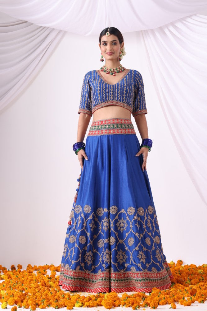 Warm Blue Lehenga Set