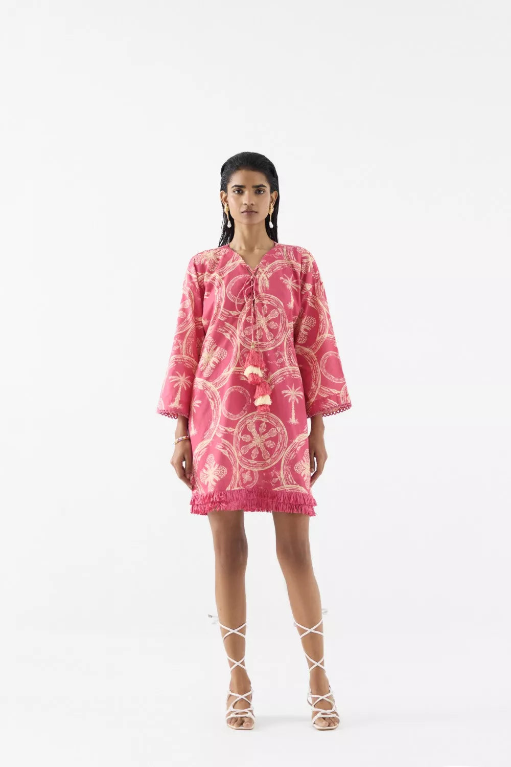 Areca Palm Bell Sleeves Dress