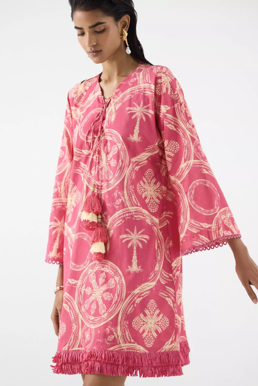 Areca Palm Bell Sleeves Dress