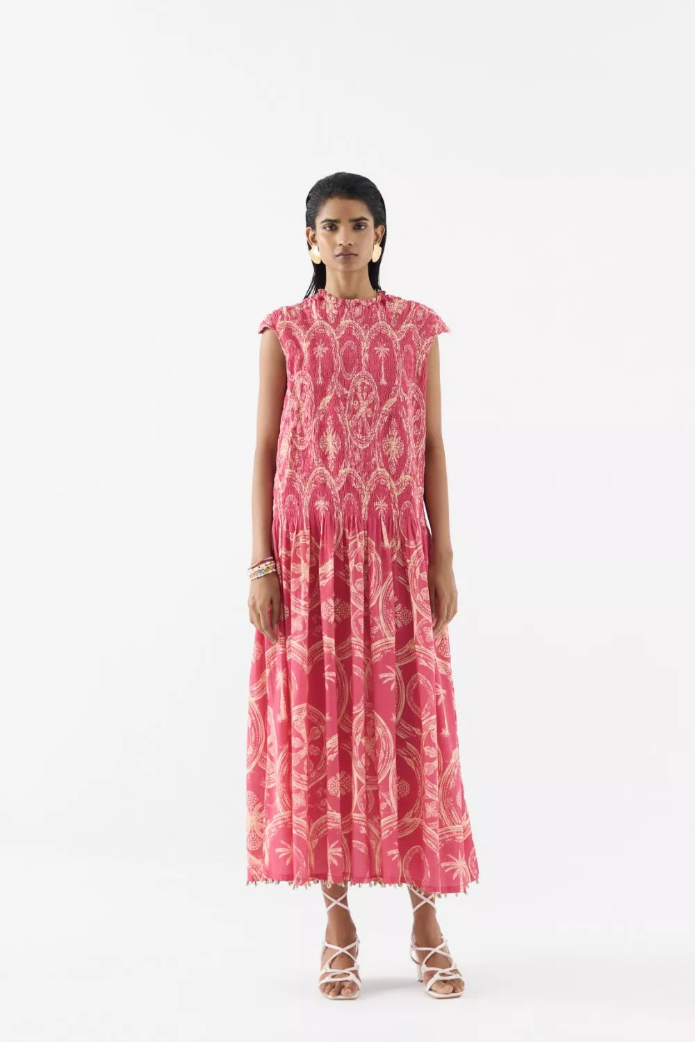 Areca Palm Ruching Dress