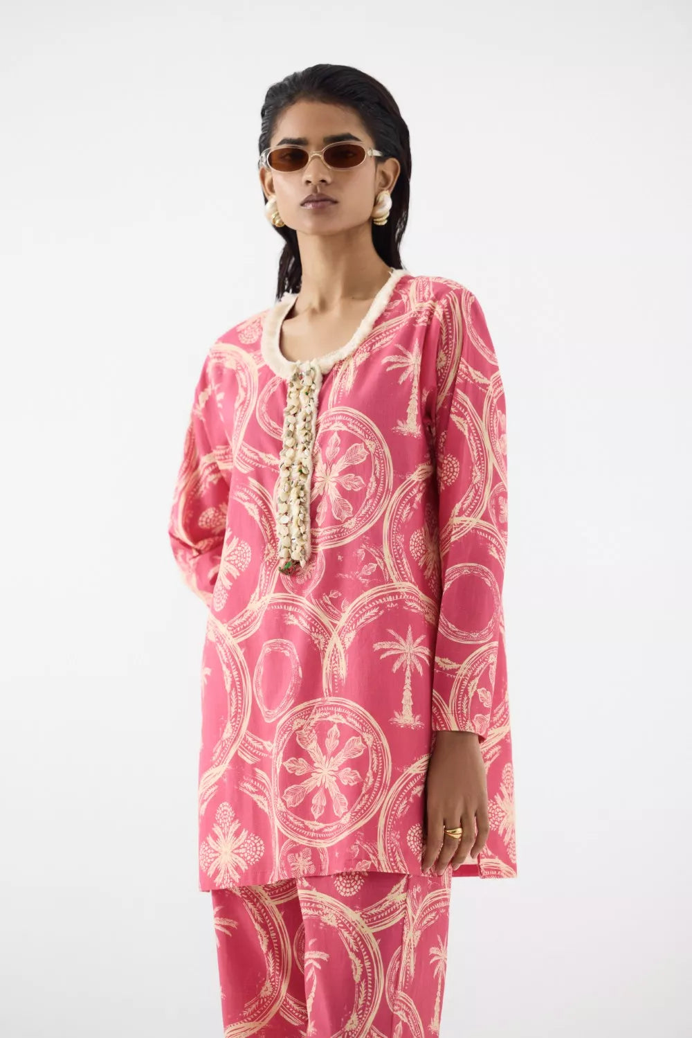 Areca Palm Short Kurta & Pants