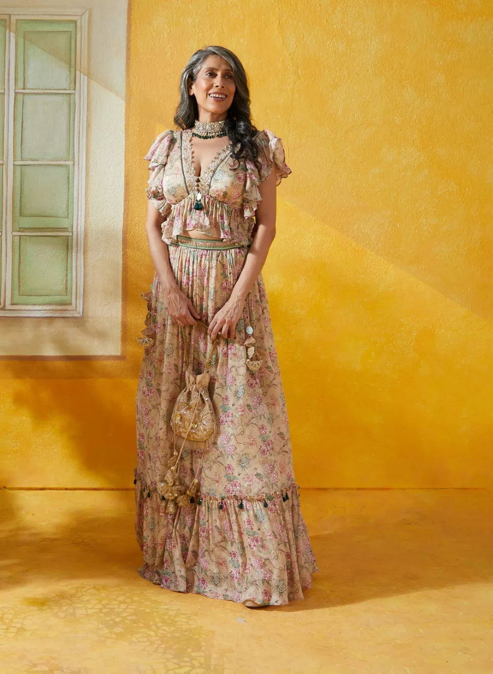 Beige lehenga Set