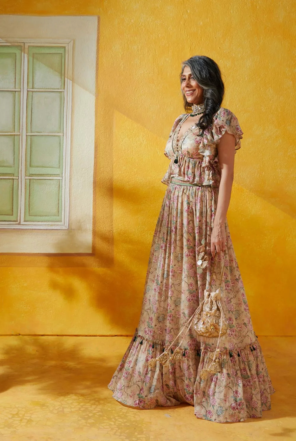 Beige lehenga Set