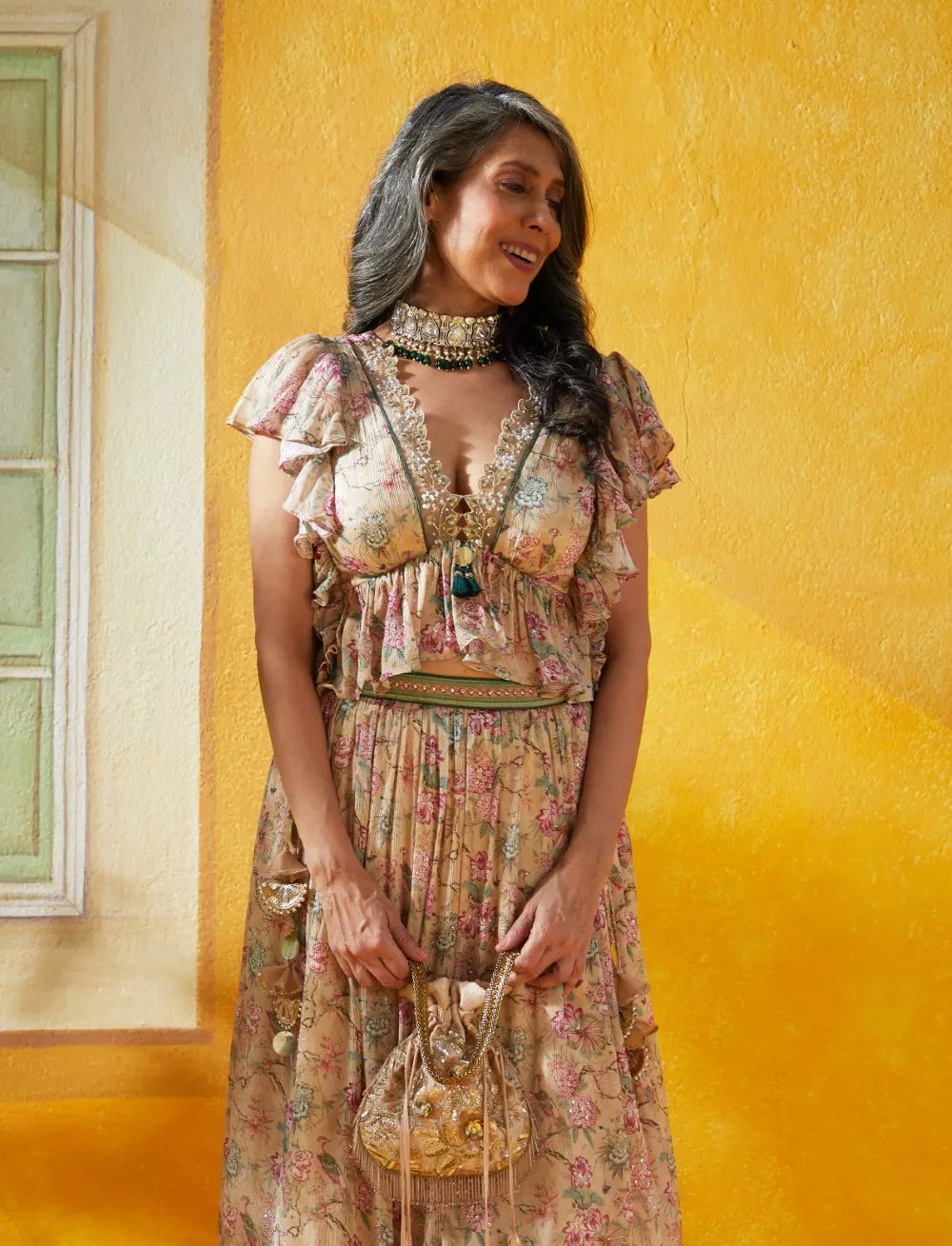 Beige lehenga Set